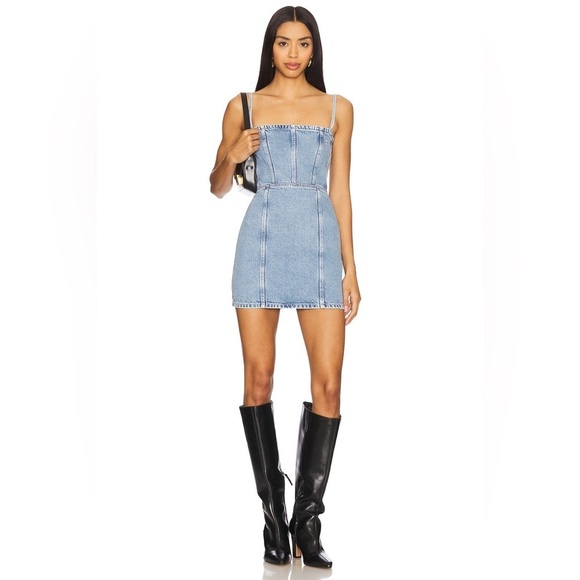 REVOLVE Dresses & Skirts - NWT Revolve Icon Denim Judy Mini Dress in Sky Denim Blue Women's Dress Size XS